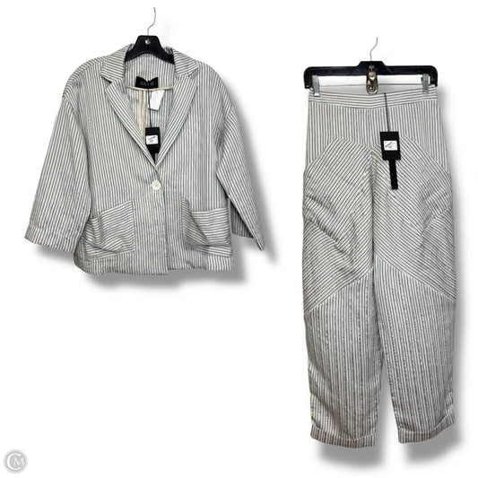 Blazer & Pants Set 2pc By Ozai N KU In Striped Pattern, Size: S