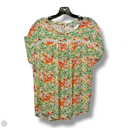 Top Short Sleeve By Loft In Floral Print, Size: M