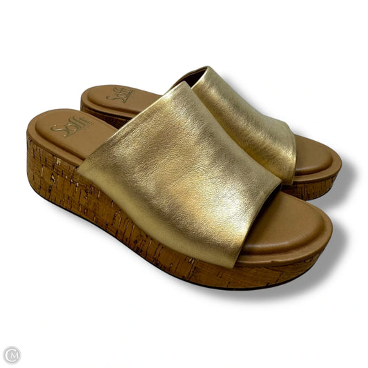 Sandals Heels Wedge By Sofft In Gold, Size: 6