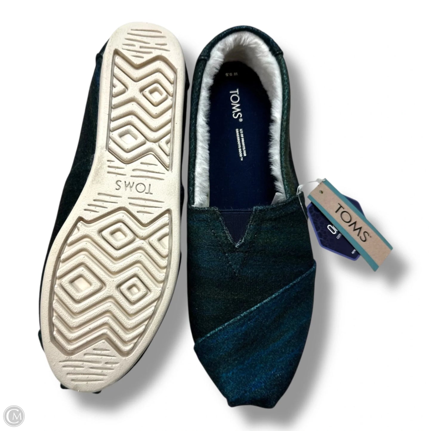 Shoes Flats By Toms In Blue & Green, Size: 9.5