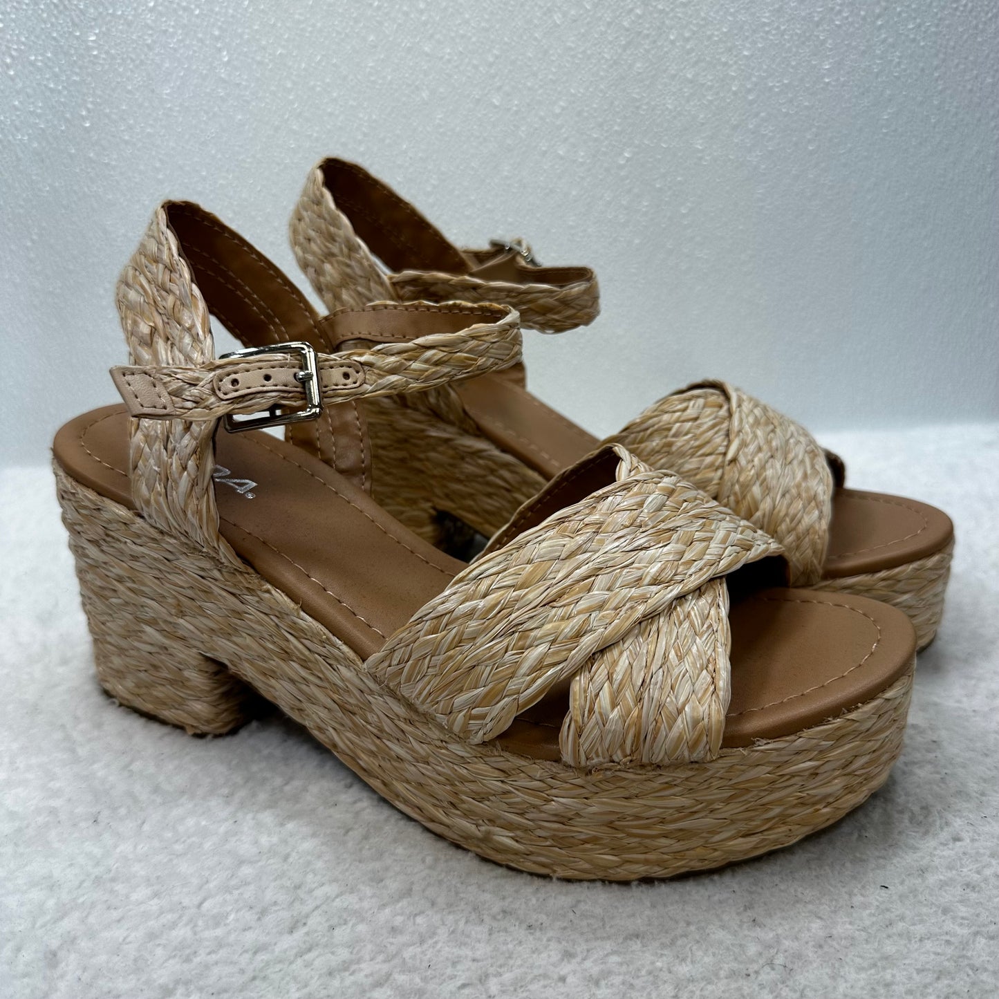 Sandals Heels Block By Soda In Brown, Size: 10