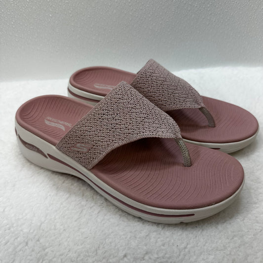 Pink Sandals Flip Flops Skechers, Size 9