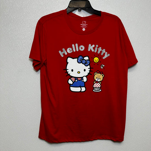 Top Short Sleeve By HELLO KITTY In Red, Size: M