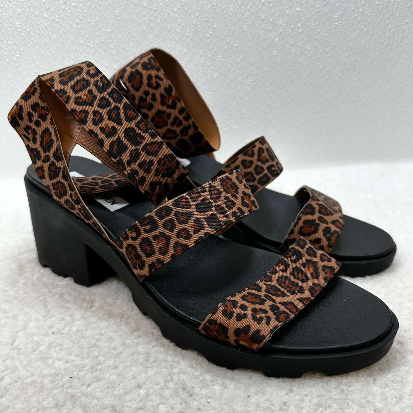 Sandals Heels Block By Steve Madden In Animal Print, Size: 8.5