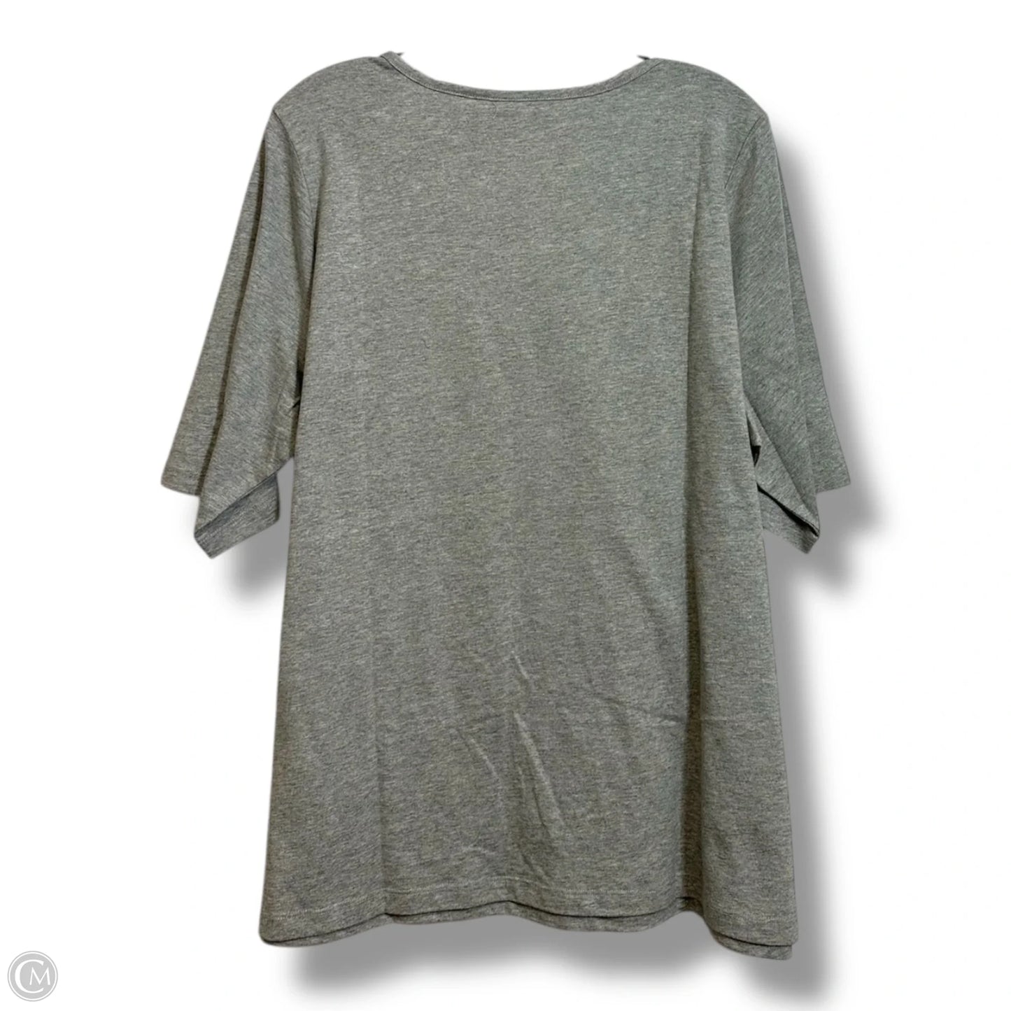 Top Short Sleeve By Quaker Factory In Grey, Size: Xl
