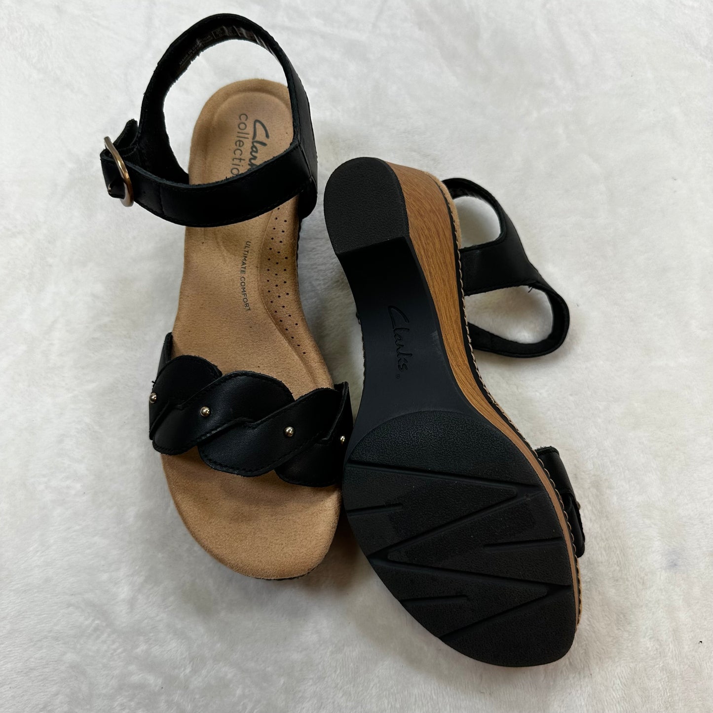 Sandals Heels Block By Clarks In Black, Size: 8