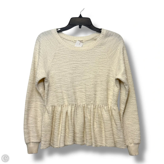 Top Long Sleeve By Truly Madly Deeply In Ivory, Size: S