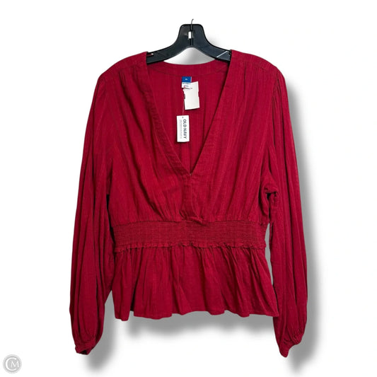 Top Long Sleeve By Old Navy In Red, Size: Xl