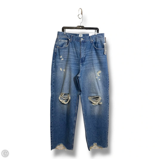 Jeans HIGH RISE BAGGY Wide Leg By Bdg In Blue Denim, Size: 18