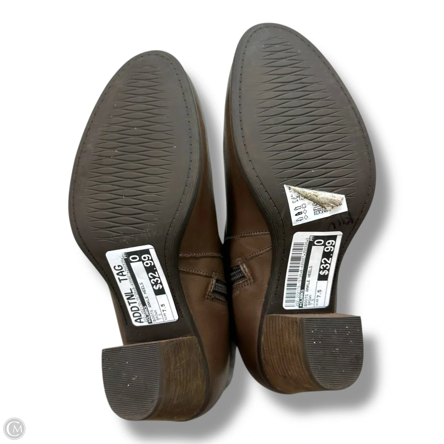 Boots Ankle Heels By Clarks In Brown, Size: 7.5