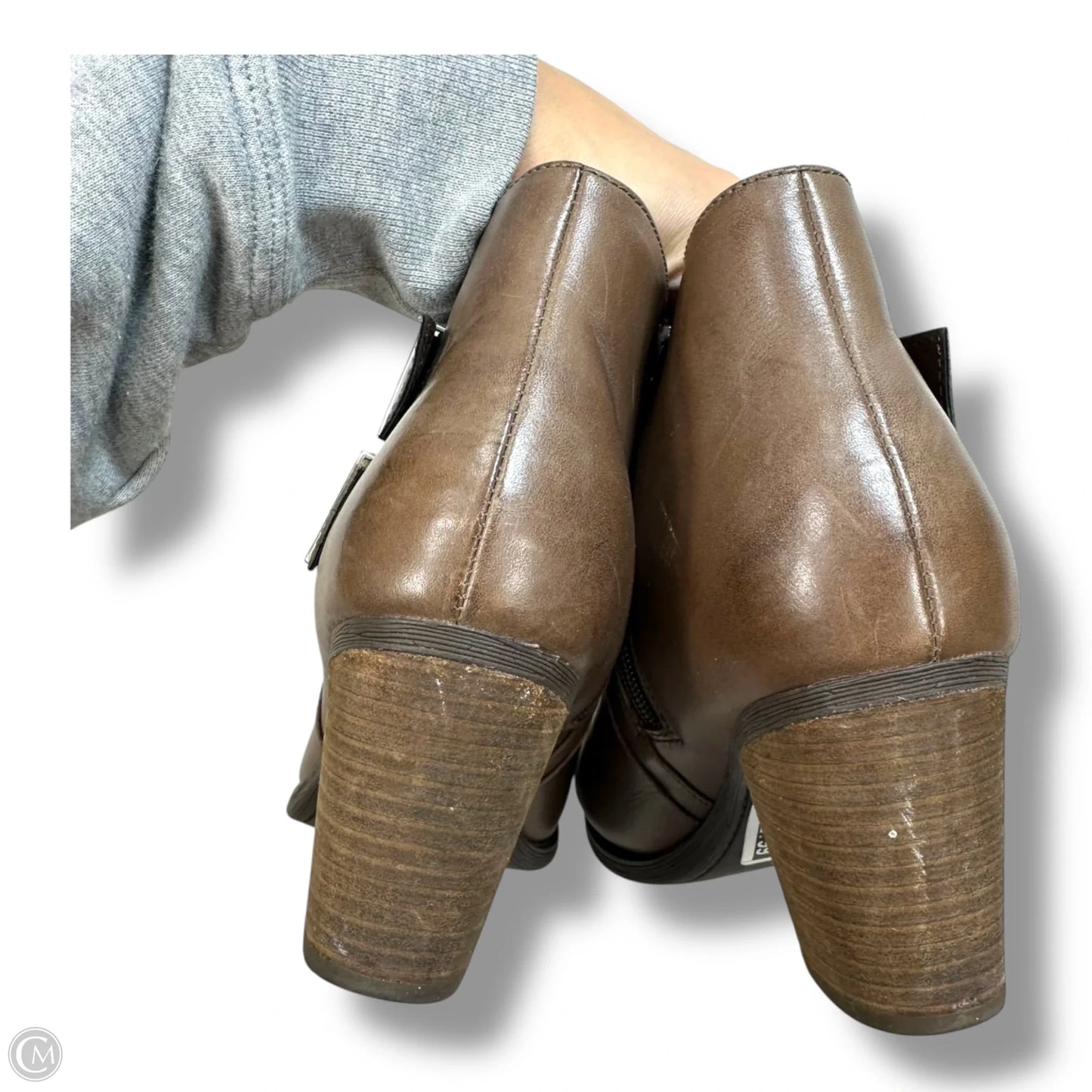 Boots Ankle Heels By Clarks In Brown, Size: 7.5