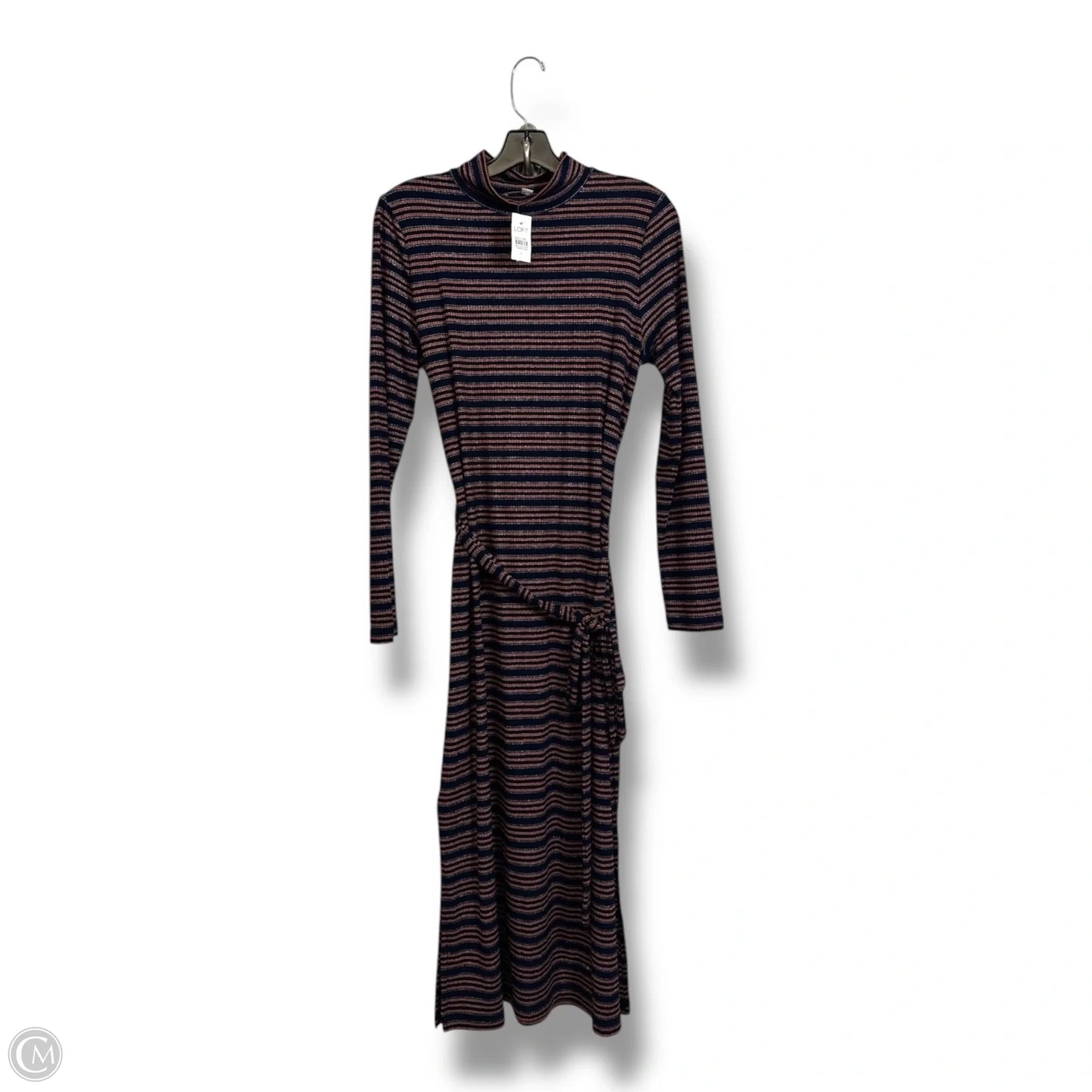 Dress Casual Midi By Loft In Striped Pattern, Size: M