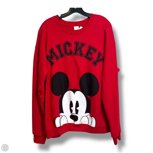 Mickey Mouse Sweatshirt Collar By Disney Store In Red, Size: Xl