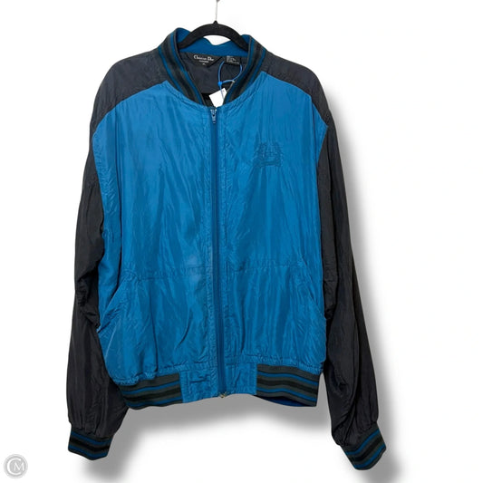 Silk Jacket Luxury Designer By Dior In Blue, Size: Xl