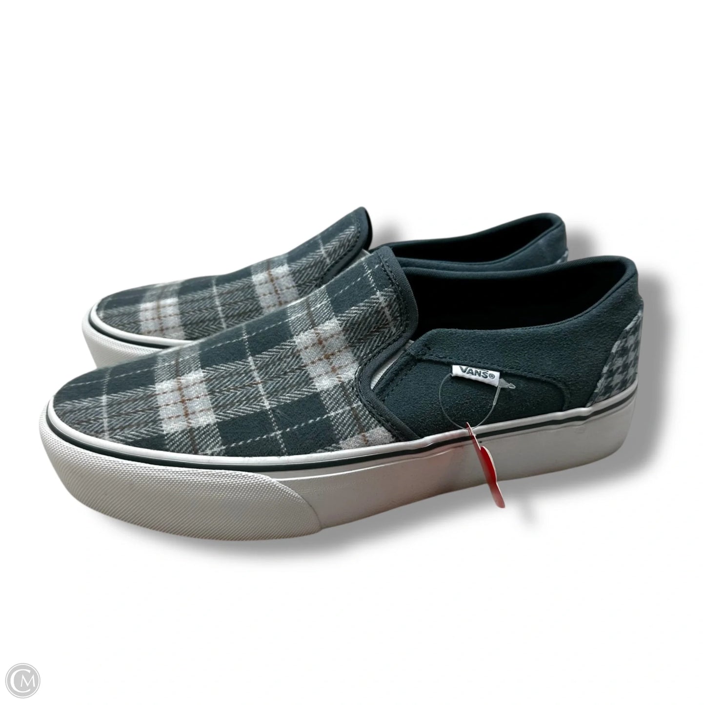 Shoes Flats By Vans In Grey & White, Size: 10