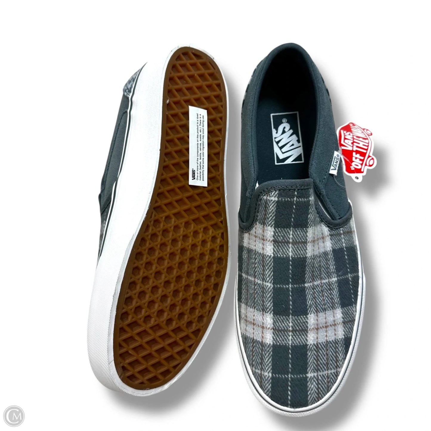 Shoes Flats By Vans In Grey & White, Size: 10