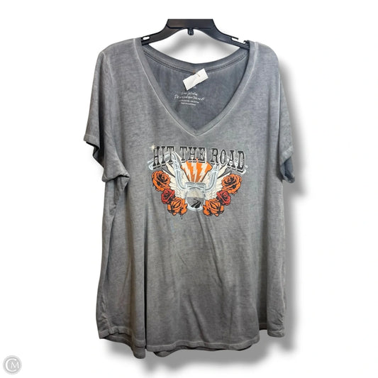 Top Short Sleeve By Torrid In Grey & Orange, Size: 3x