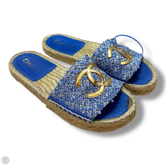 Sandals Luxury Designer By Chanel In Blue, Size: 37