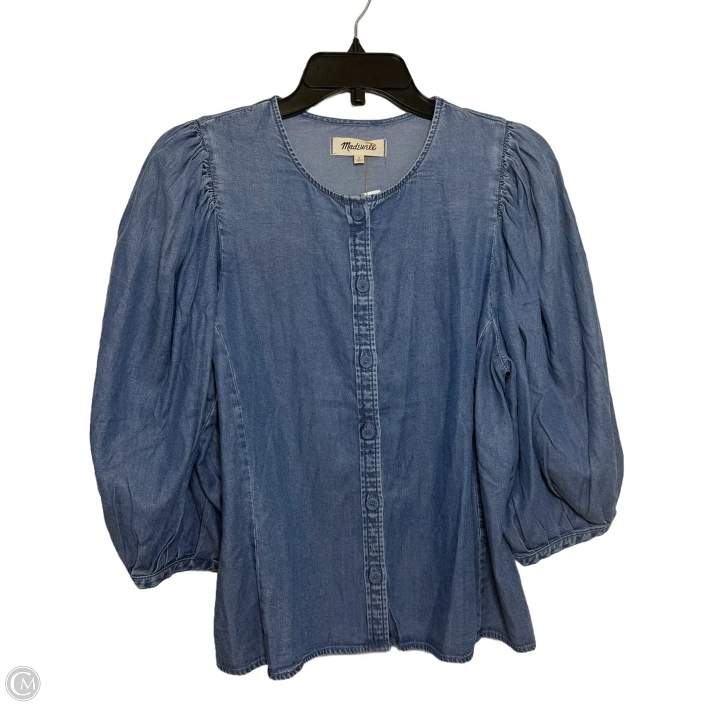 Top 3/4 Sleeve By Madewell In Blue Denim, Size: S