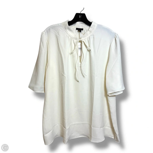 Top Short Sleeve By Ann Taylor In Ivory, Size: Xl