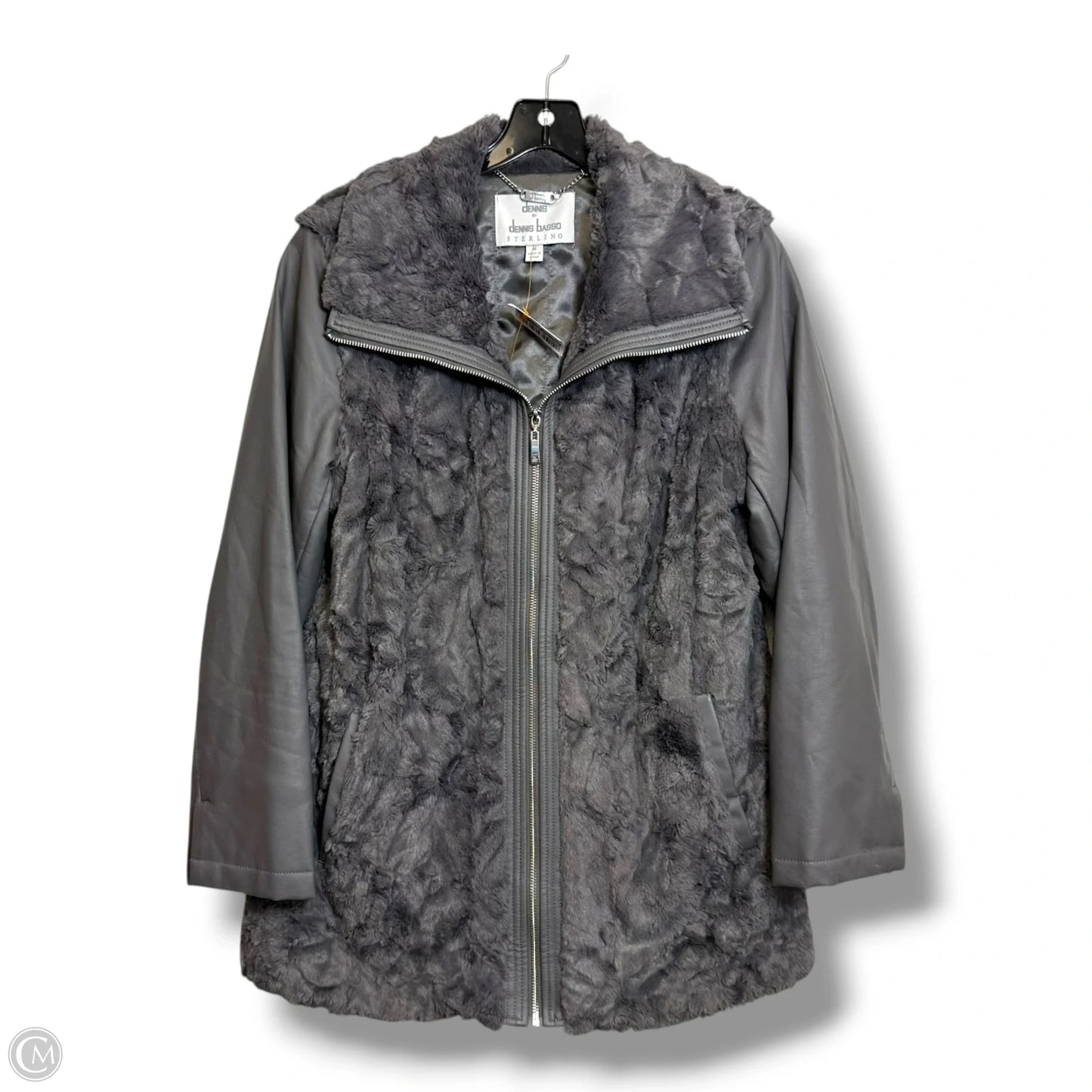 Coat Faux Fur & Sherpa By Dennis Basso Qvc In Grey, Size: M