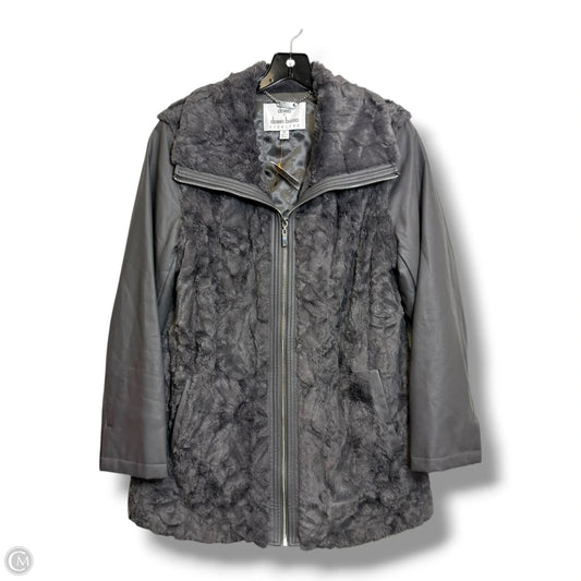 Coat Faux Fur & Sherpa By Dennis Basso Qvc In Grey, Size: M