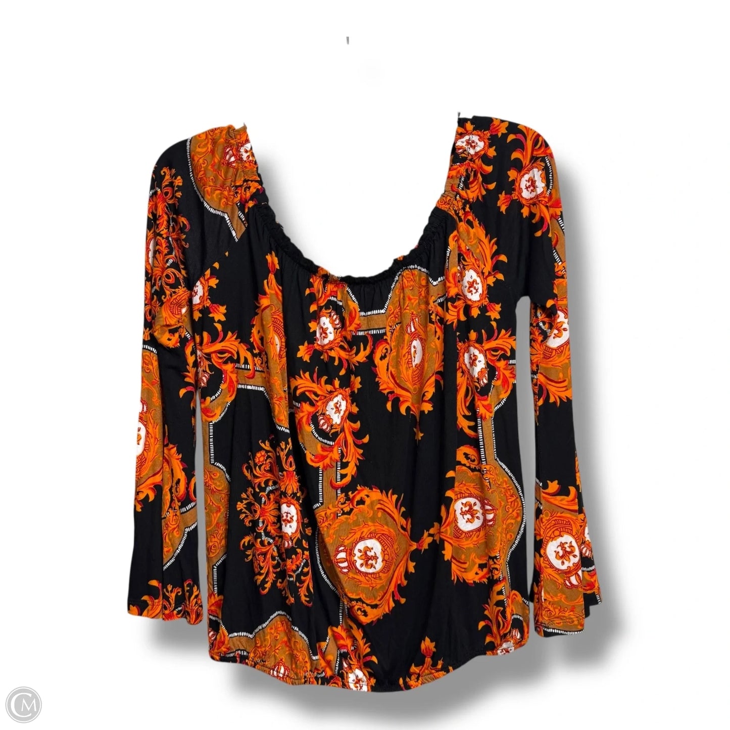Top Long Sleeve By Venus In Black & Orange, Size: M