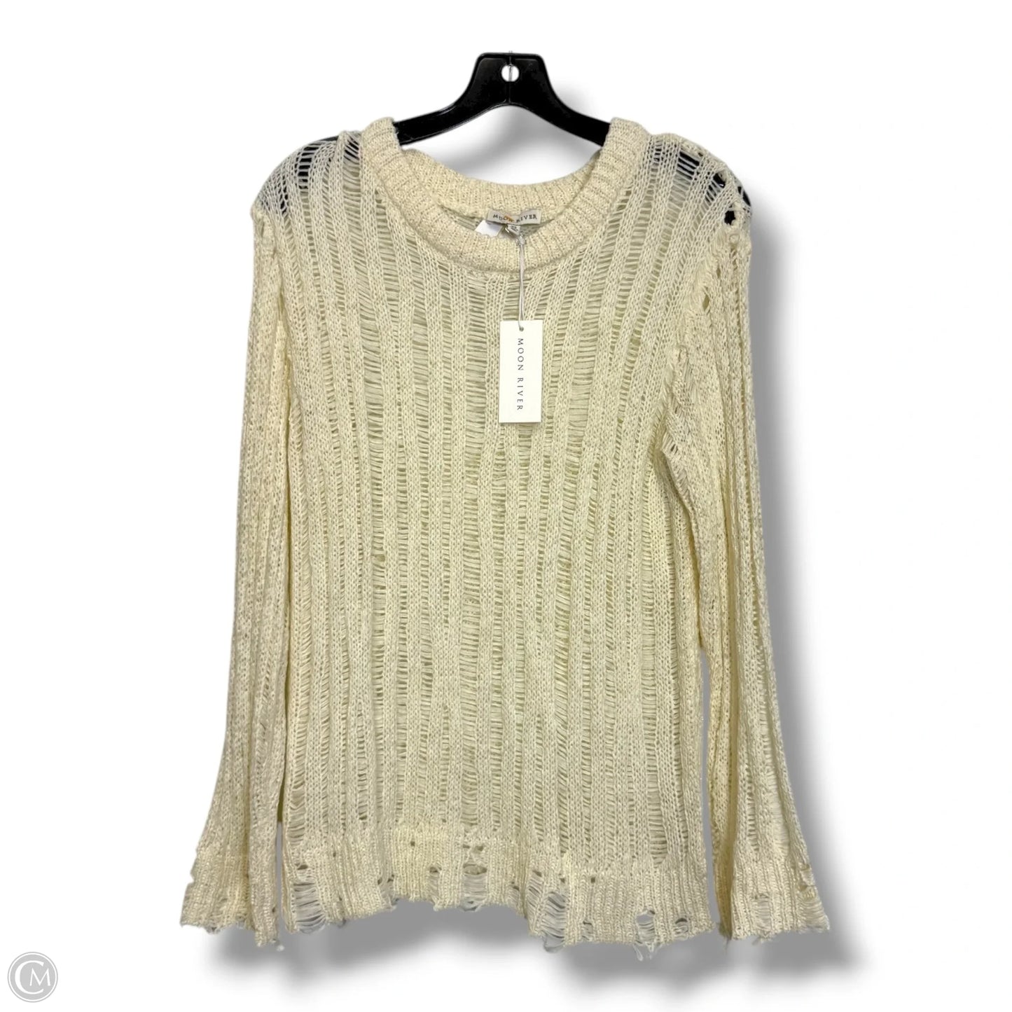 Sweater By Moon River In Ivory, Size: Xs