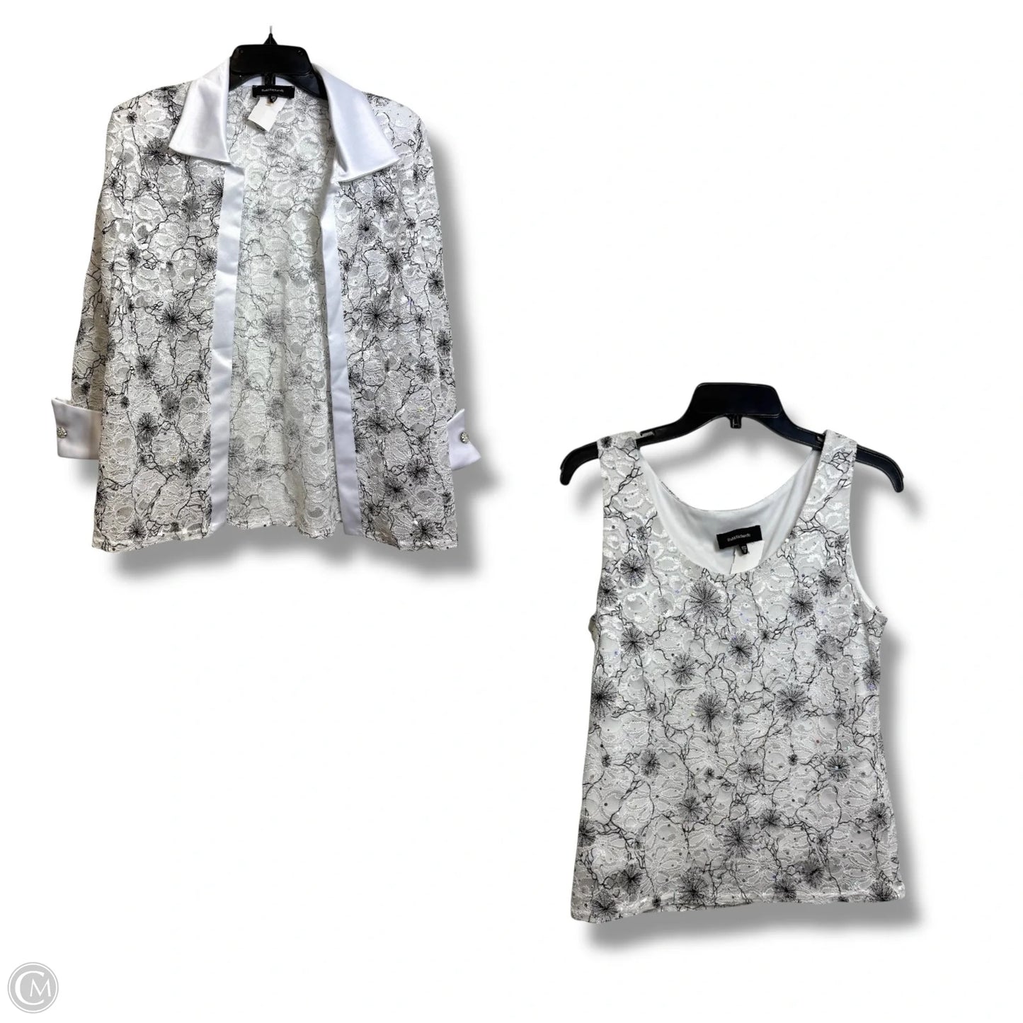 Top 2pc Long Sleeve By R And M Richards In White, Size: 12