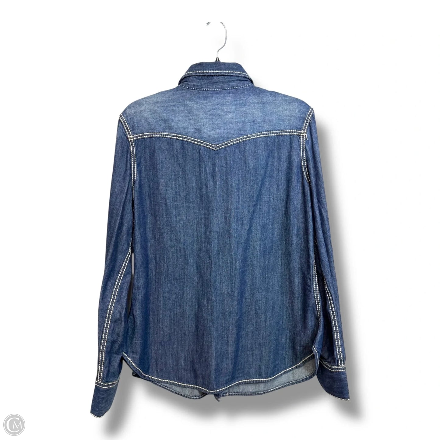 Top Long Sleeve By Seven 7 In Blue Denim, Size: Xl