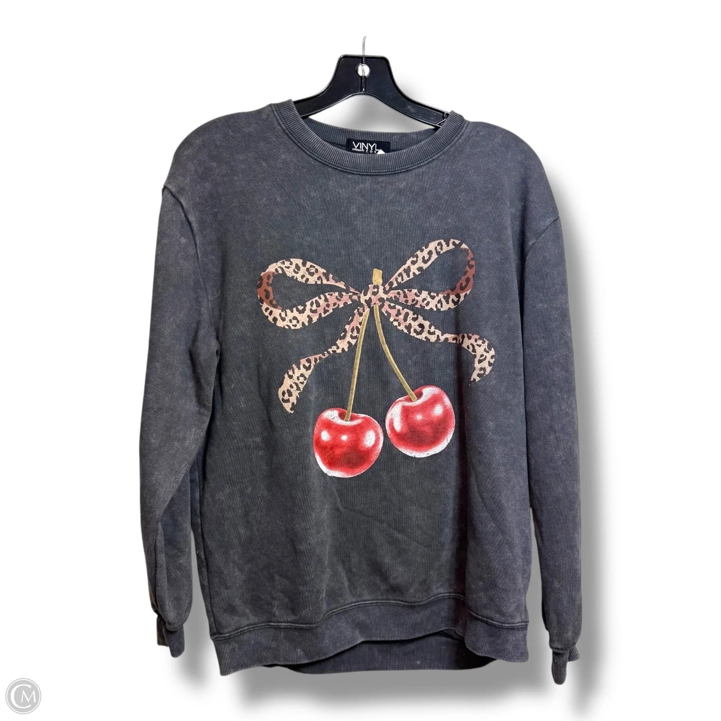 Cherries Sweatshirt Crewneck By Clothes Mentor In Grey, Size: S
