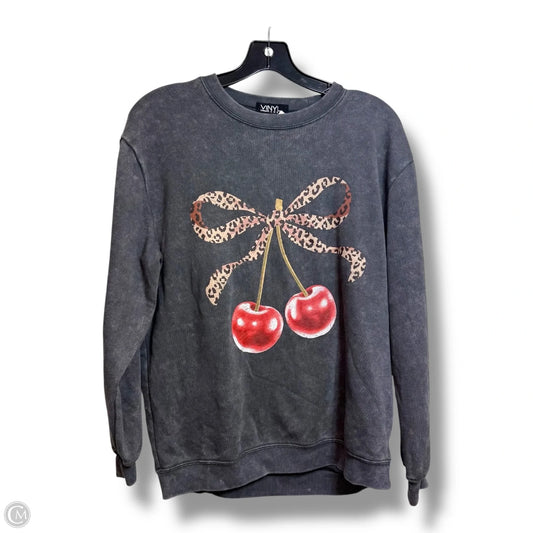 Cherries Sweatshirt Crewneck By Clothes Mentor In Grey, Size: S