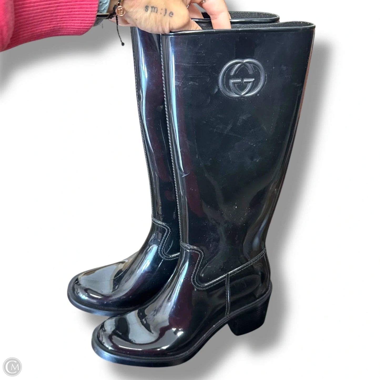 Boots Luxury Designer By Gucci In Black sz 36