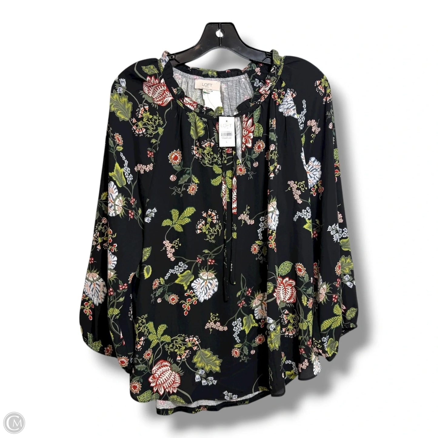 Top Long Sleeve By Loft In Floral Print, Size: L
