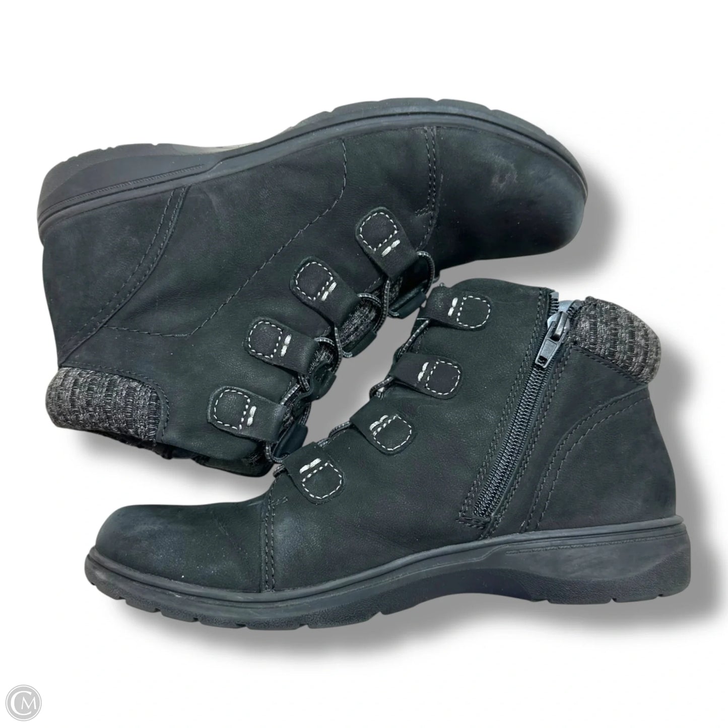 Boots Ankle Flats By Clarks In Black, Size: 9