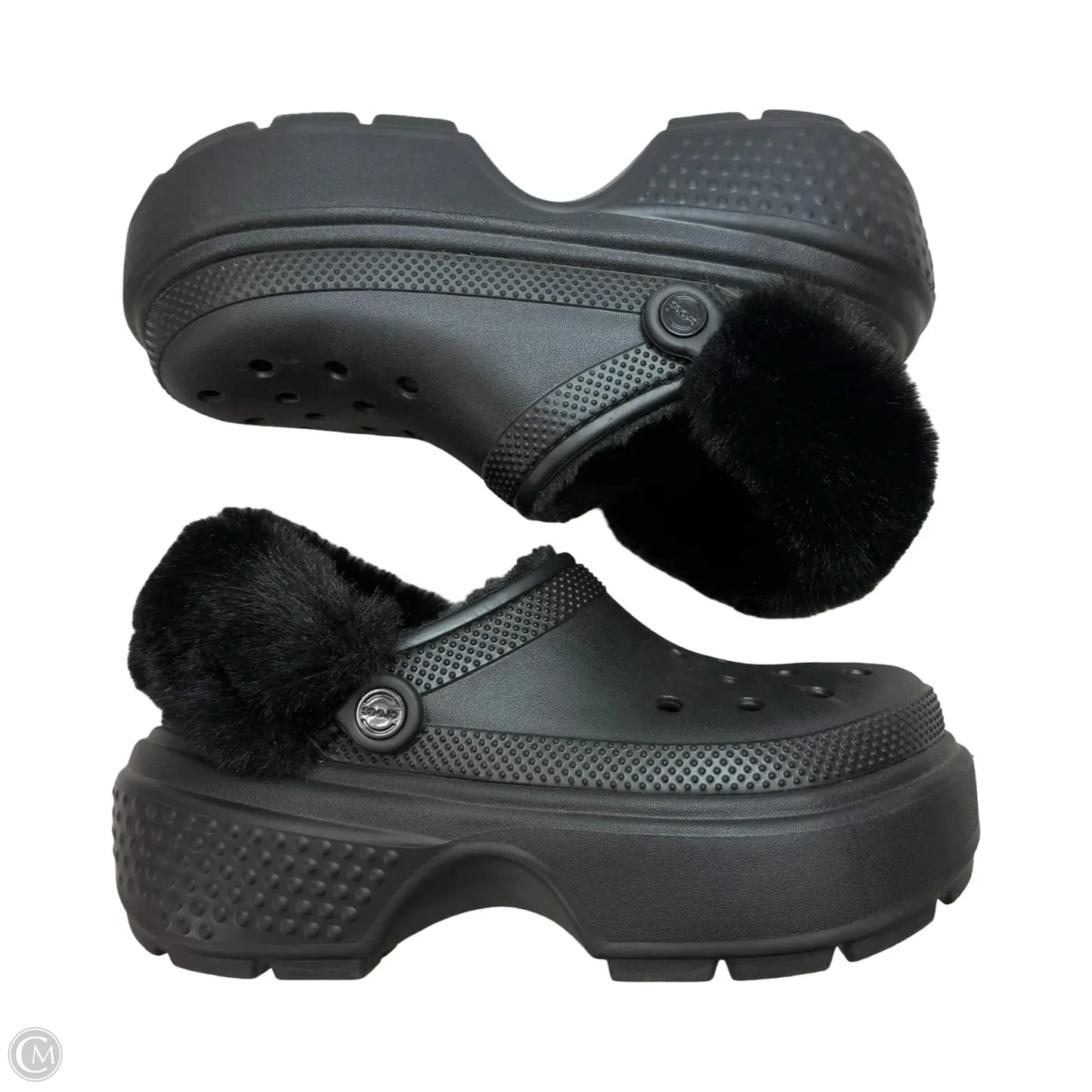 Shoes Flats By Crocs In Black, Size: 8