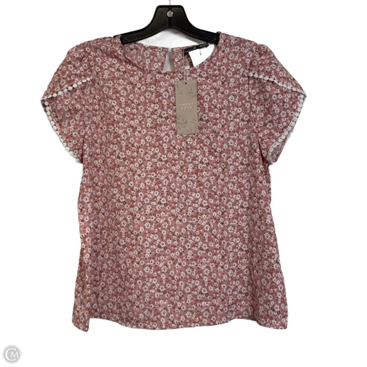 Top Short Sleeve By Emery Rose In Floral Print, Size: M