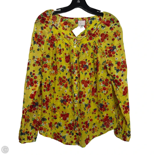 Top Long Sleeve By Maeve In Yellow, Size: M