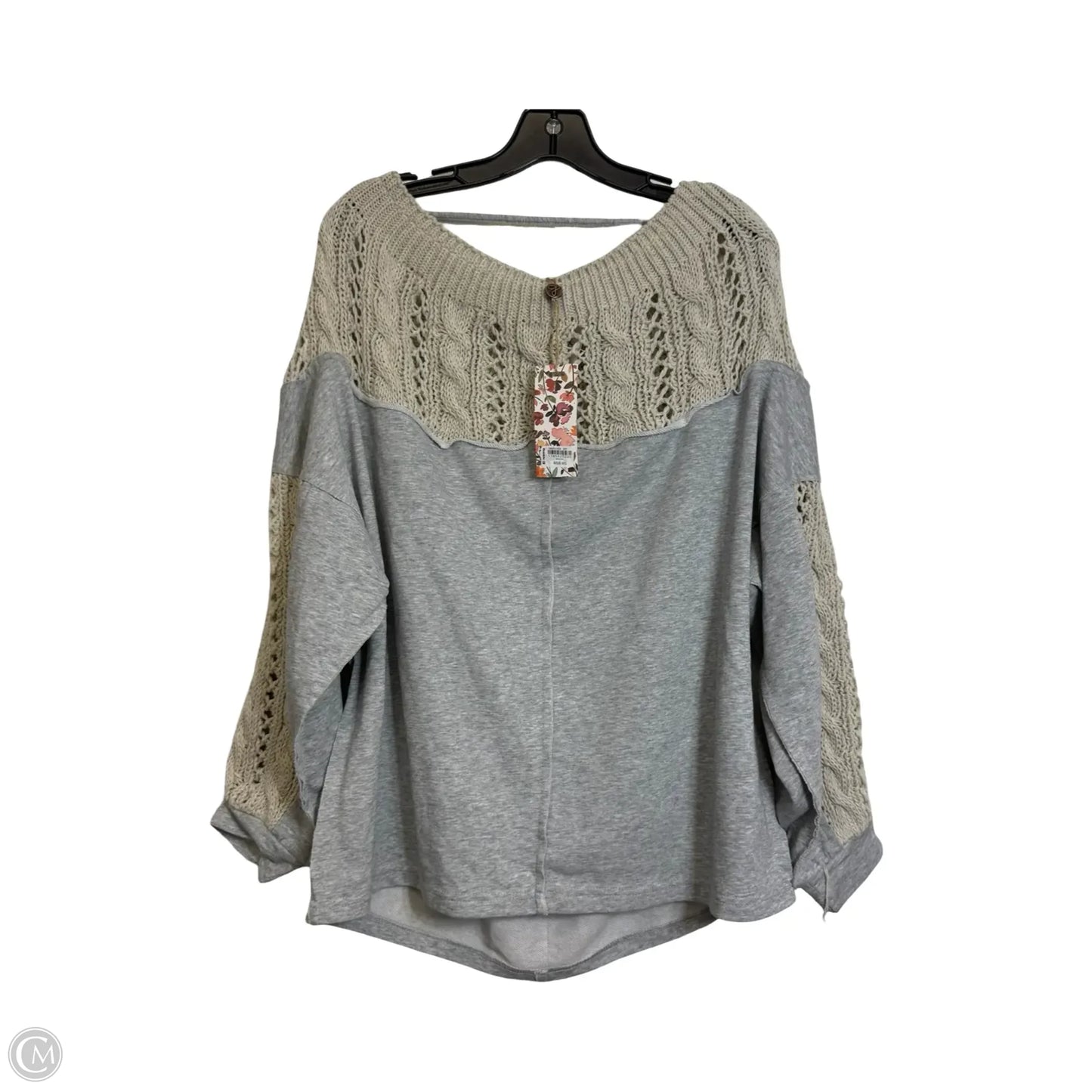 Top Long Sleeve By Gimmicks In Grey, Size: M