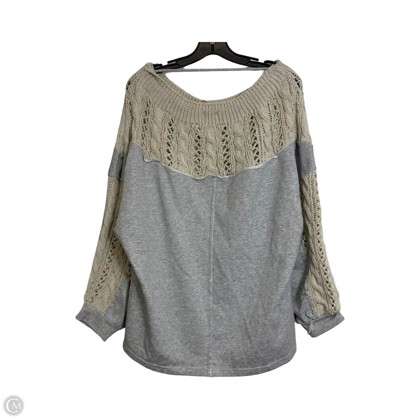 Top Long Sleeve By Gimmicks In Grey, Size: M
