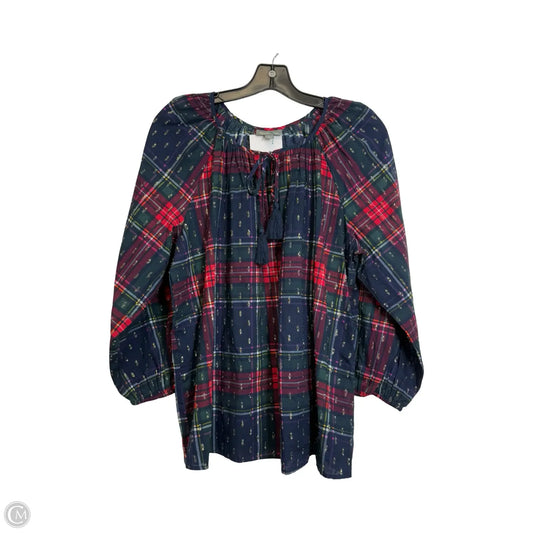 Top Long Sleeve By Style And Company In Plaid Pattern, Size: 1x