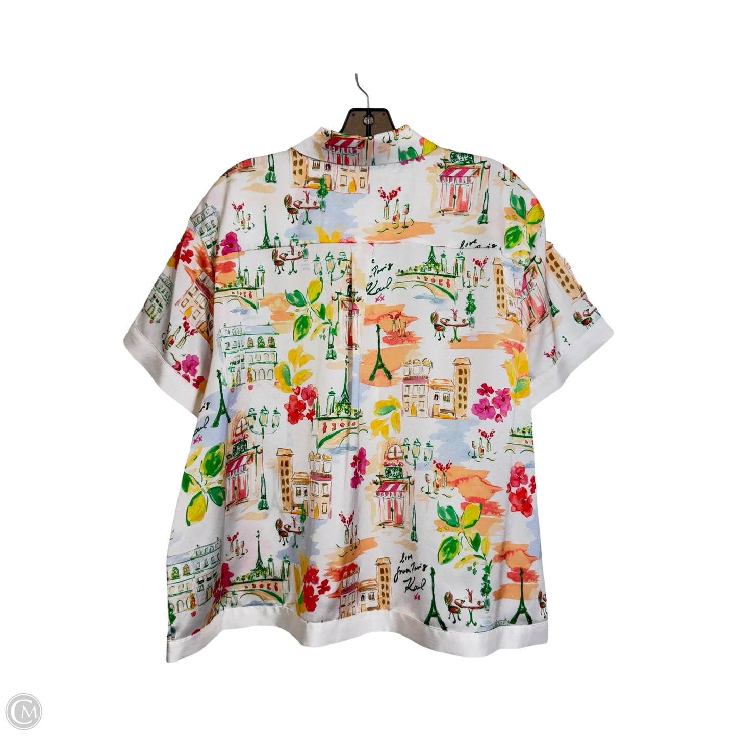 Top Short Sleeve Designer By Karl Lagerfeld In Multi-colored, Size: 1x