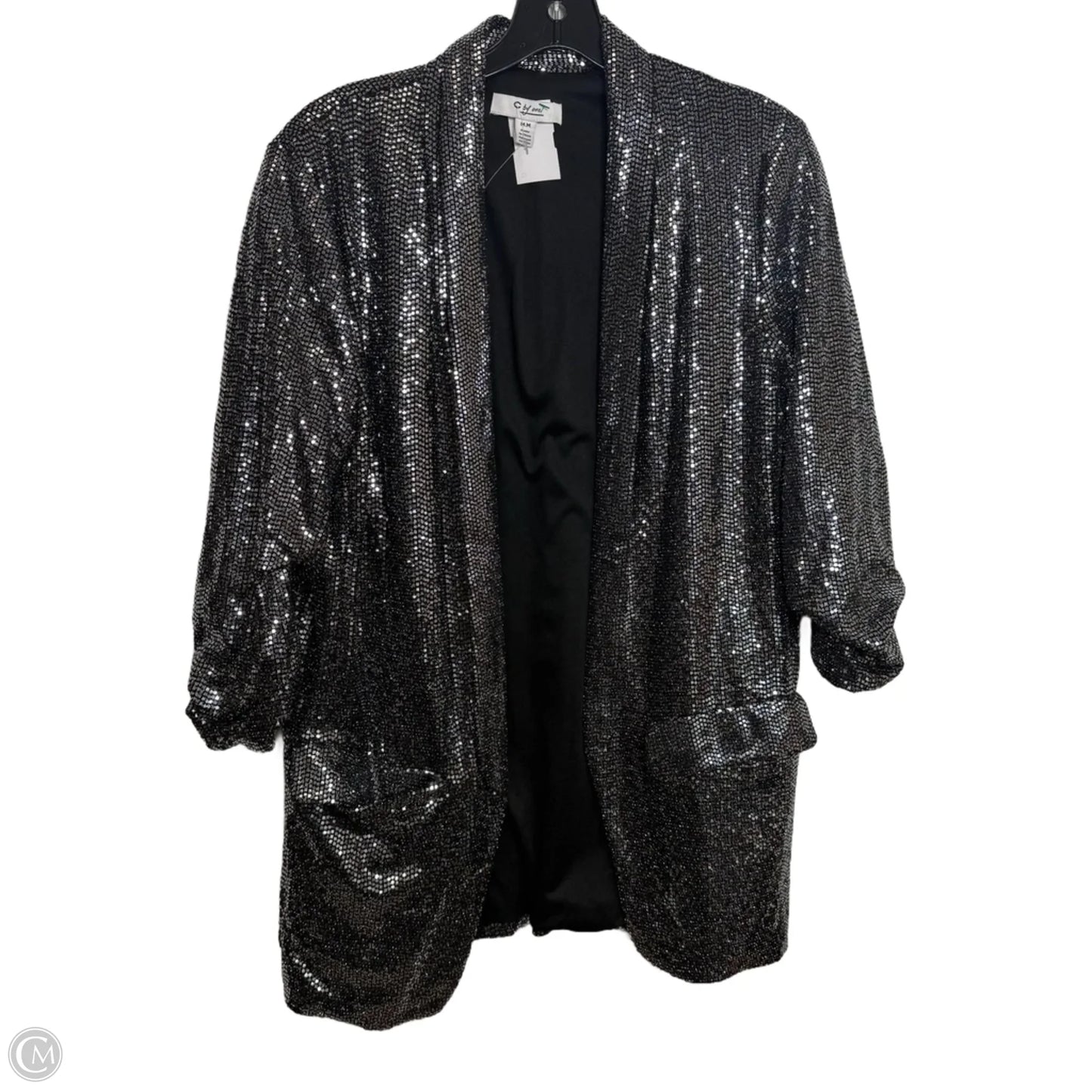 Blazer By Clothes Mentor In Silver, Size: M