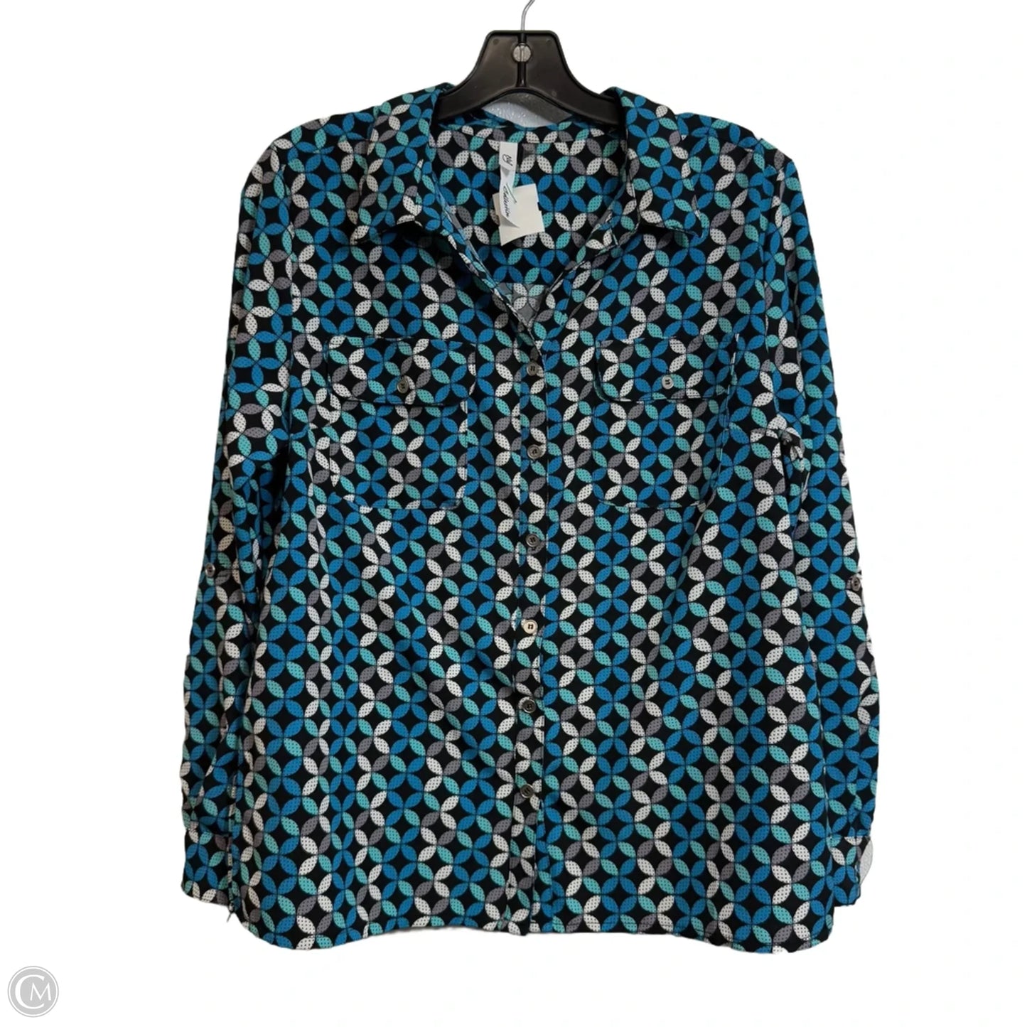 Top Long Sleeve By Ny Collection In Blue & Green, Size: M