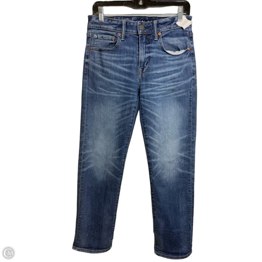 Jeans Straight By American Eagle In Blue Denim, Size: 8