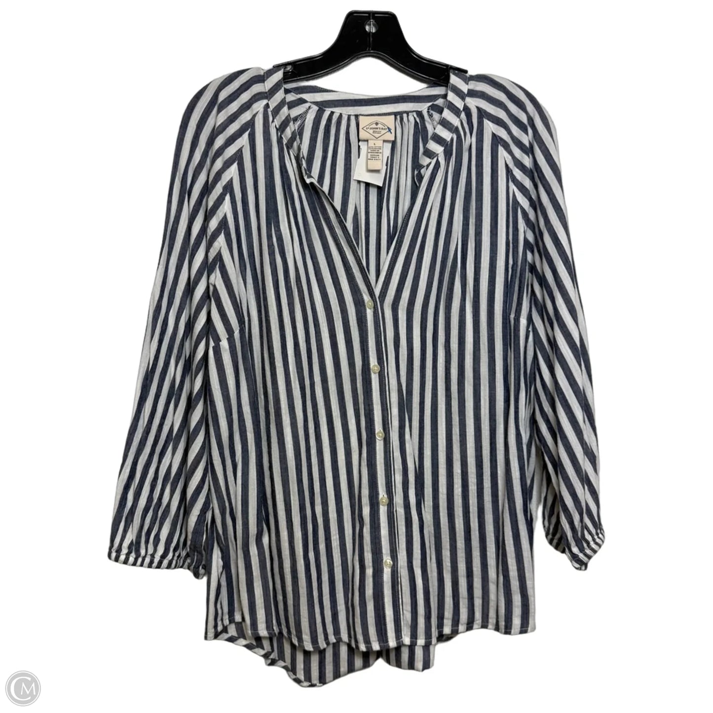 Top Long Sleeve By St Johns Bay In Blue & White, Size: L