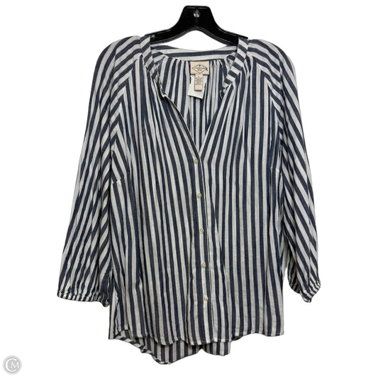 Top Long Sleeve By St Johns Bay In Blue & White, Size: L