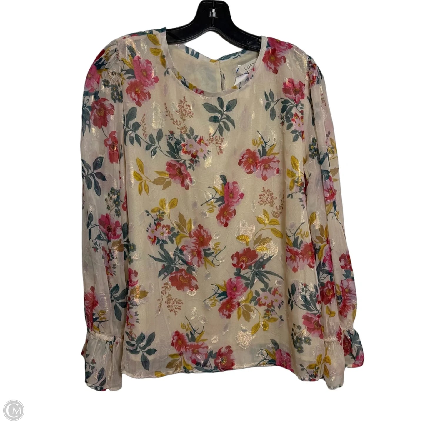 Top Long Sleeve By Loft In Floral Print, Size: Xl