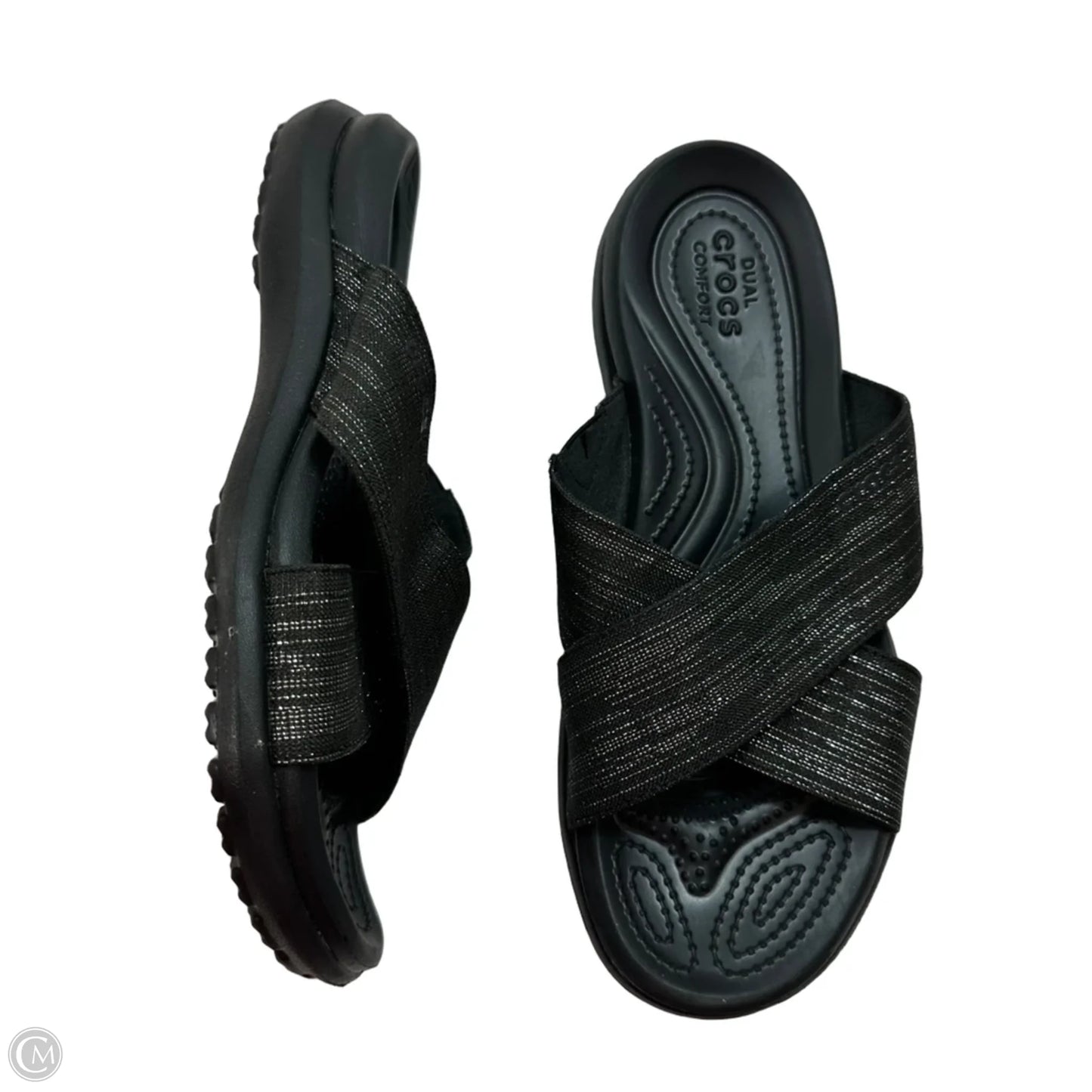 Sandals Flats By Crocs In Black, Size: 9