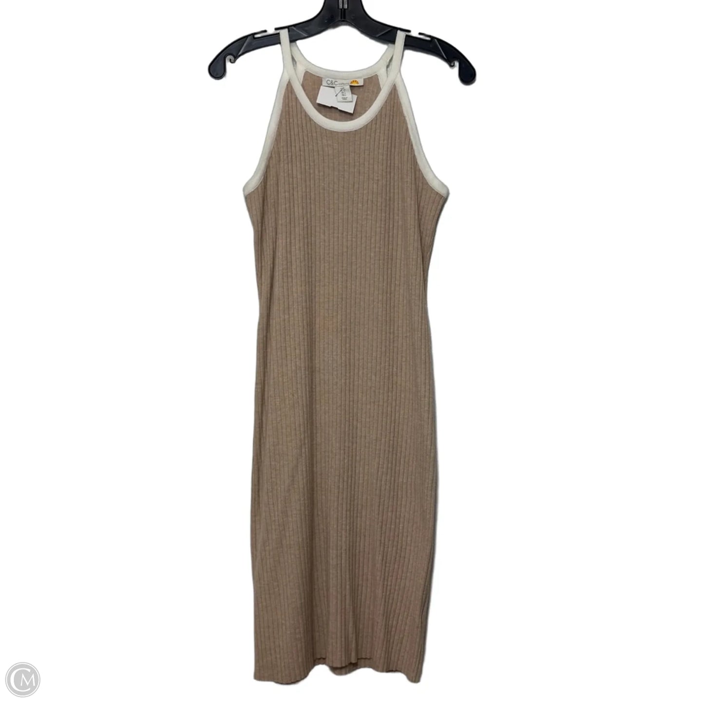 Dress Casual Midi By C And C In Tan, Size: S
